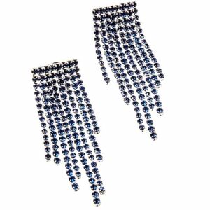 LOFT Blue Crystal Fringe Earrings